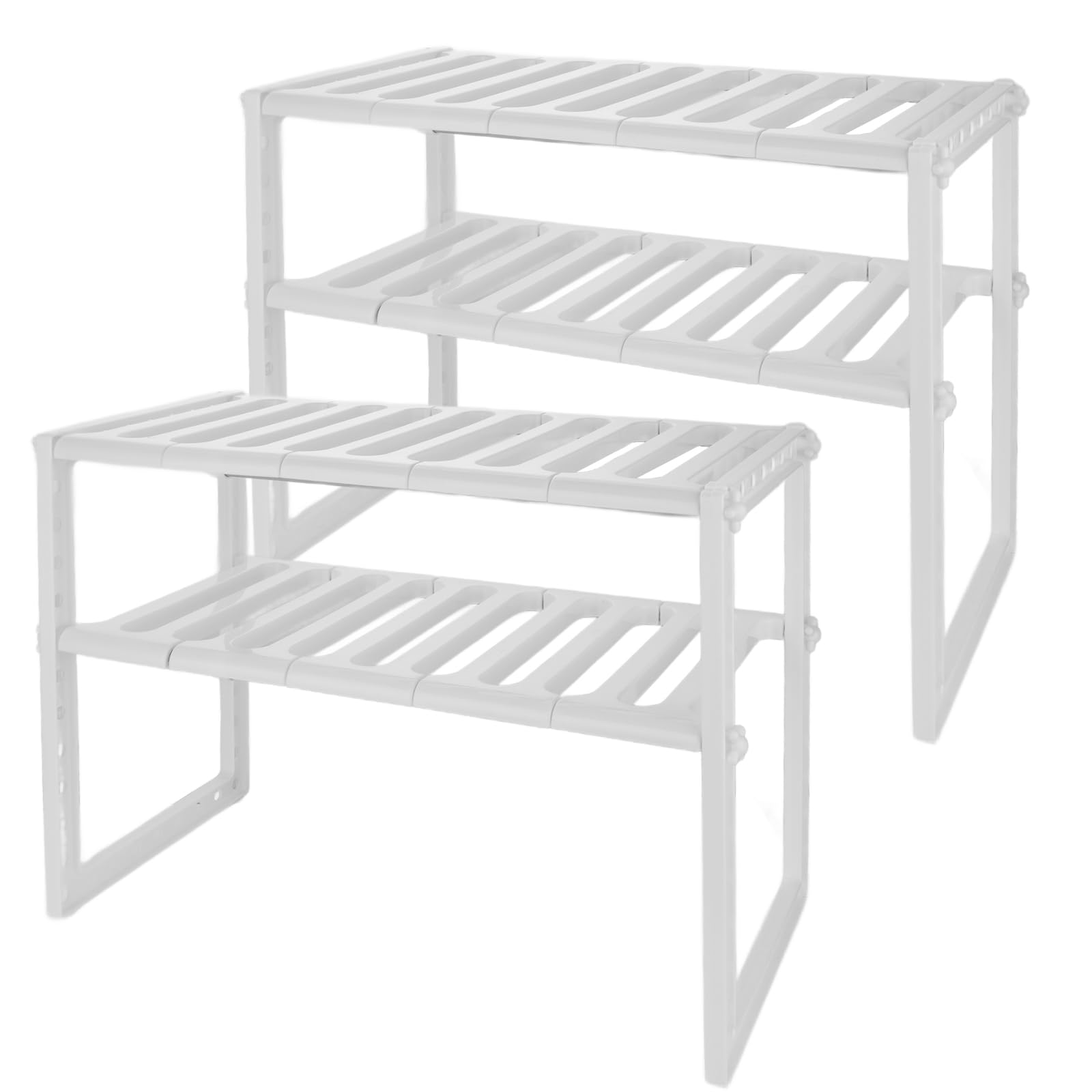 シンク下 収納 ラック 2個セット 洗面台下 ラック 伸縮式 2段 台所収納 横幅・高さ 調節可能 簡単組立 流し台 キッチンシンク下伸縮棚 スペースラック (...