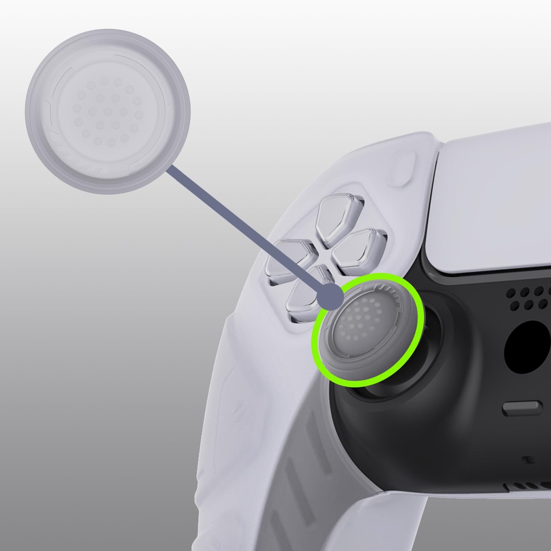 PlayVital ps5コントローラーに対応するカバー、人間工学に基づいたソフトコントローラーシリコングリップ部分だけに対応するケース、ps5コントローラーに対応する親指スティックキャップ付き、充電スタンドには使用できる【メカエディション-クリアホワイト】