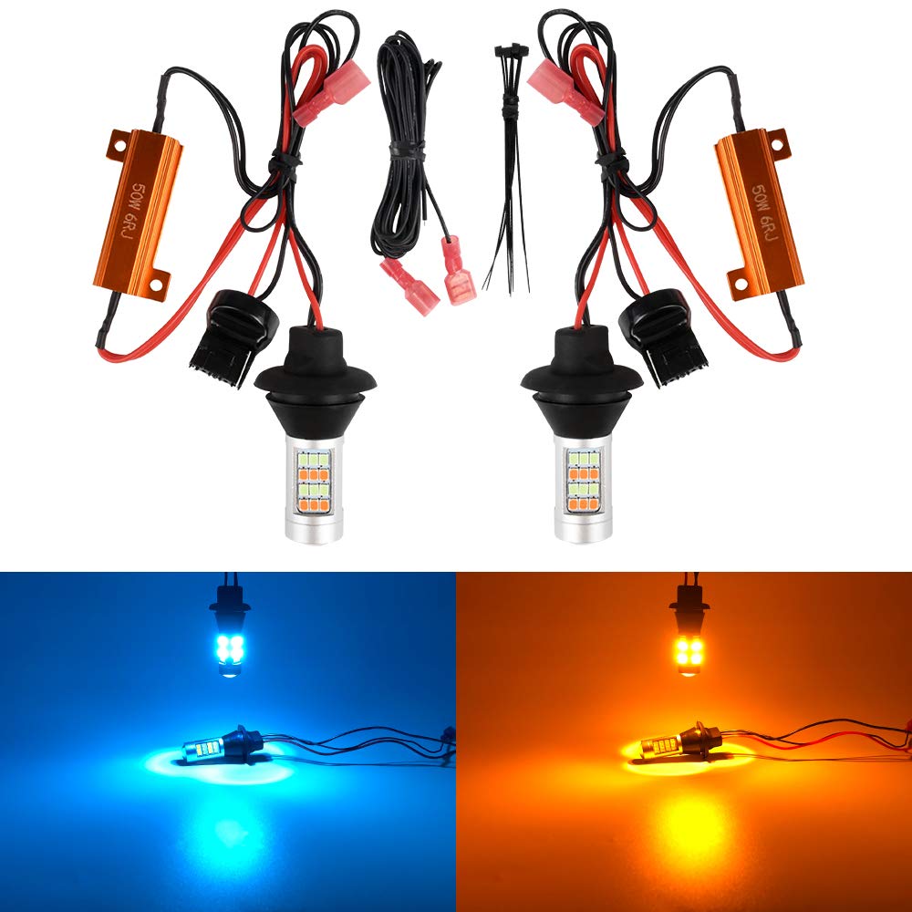 Rakuten - Catland ウインカーポジションキット T20 LED シングル ウインカー ポジションランプ スモール球 ピンチ部違い ハイフラ防止抵抗付き 7440 W21W WY21W アンバー アイスブルー 2色 ウインカーポジション ウェッジ LEDバルブ 12V 車用 バイク用 明るい 2835SMD 42連