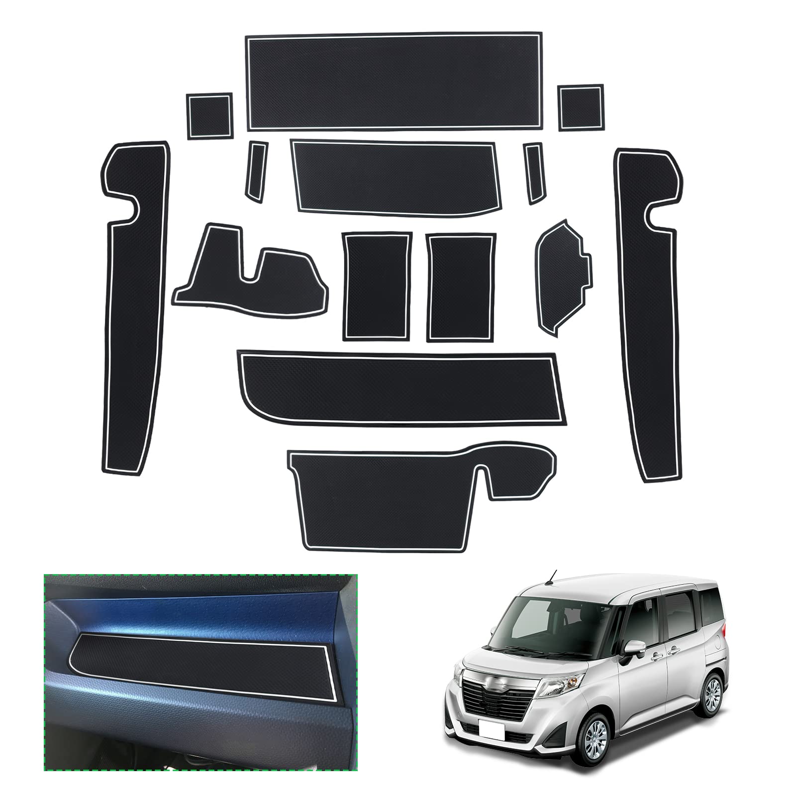 【GAFAT】TOYOTA ルーミー タンク トヨタ M900A/M910A型 2016年〜現行 ROOMY TANK 新型 専用 ドアポケットマット ラバーマット ゴム 防音 ドリンクホルダー アクセサリー ドレスアップ インテリアラバーマット 汚れ防止 右ハンドル専用 傷防止 滑り止め (ホワイト) 2