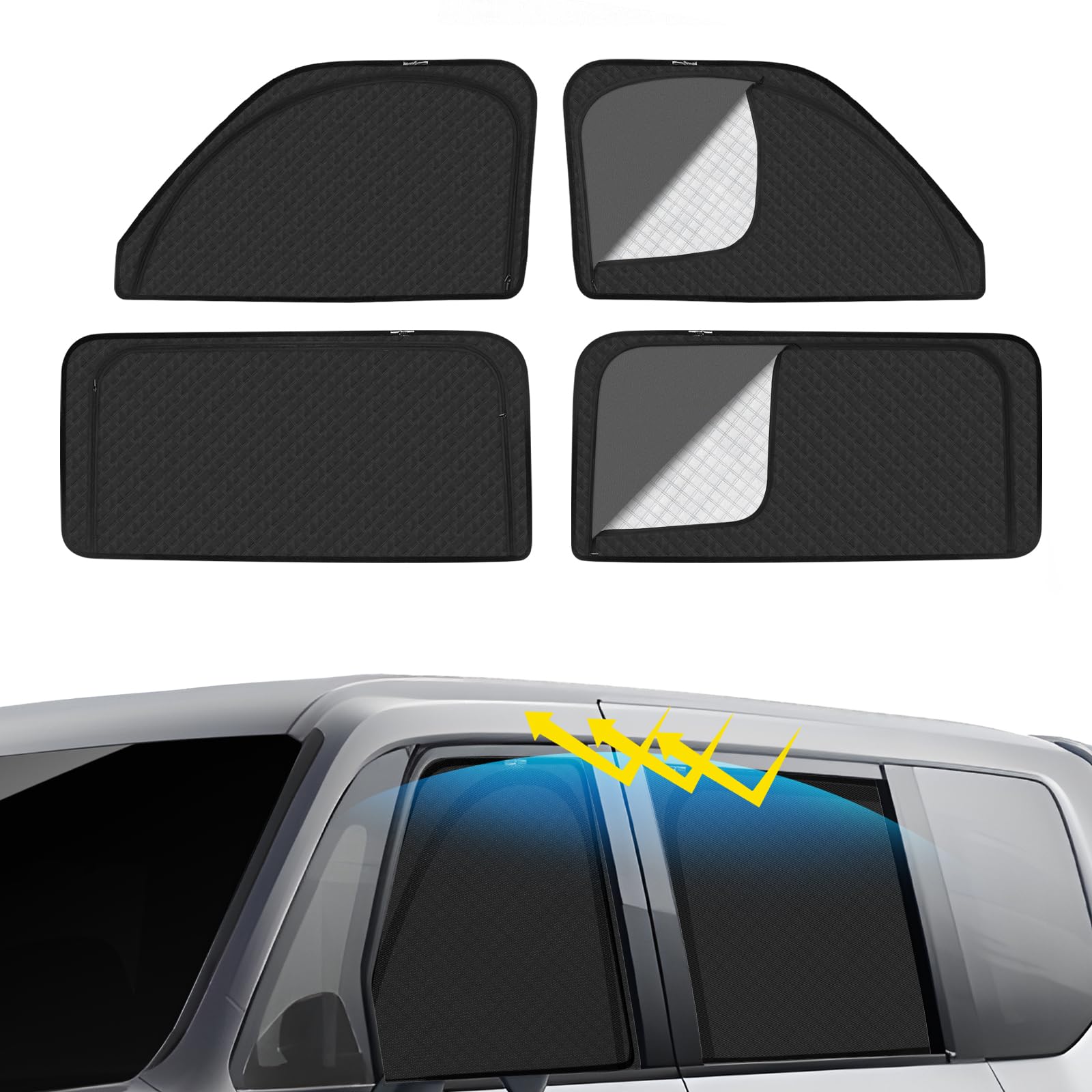 ステップワゴン RP6/7/8型 車種専用 メッシュカーテン サンシェード 遮光 換気 STEP WAGN 6代目 サイド用 2in1 カーテン 日除け 虫避け マグネット カーシェード 通風 UVカット運転席 助手席 インテリア アクセサリー カスタム 4枚