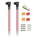 KILIGEN 2個の12V/24V小型デュアルポートヒューズタップ回路追加、デュアルワイヤーハーネス付きATM小型ピギーバックブレードヒューズホルダー、4個(5A/10A)小型ヒューズおよびヒューズプラー