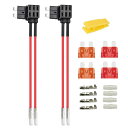 KILIGENト 2個の12V/24V標準デュアルポートヒューズタップ回路追加、ミディアムATSピギーバックブレードヒューズホルダー、デュアルワイヤーハーネス付き、4個(5A/10A)標準ヒューズおよびヒューズプラー