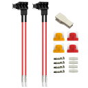 KILIGEN 2個の12V/24Vミニデュアルポートヒューズタップ回路追加、デュアルワイヤーハーネス付きミニピギーバックブレードヒューズホルダー、4個(5A/10A)ミニヒューズおよびヒューズプラー