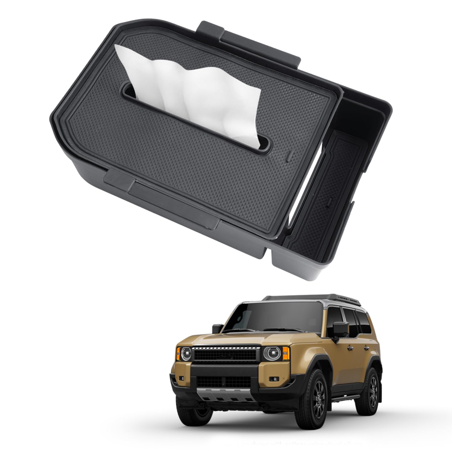 HUAHAO 【二層収納】トヨタ ランクル250 専用センターコンソール トレイ ランドクルーザー 250 コンソールボックス 収納ボックス 小物入れ ティッシュ置き ランクル 250 カスタムパーツ 整理整頓 お手入れ・取付簡単 ランクル250 アクセサリー コンソールトレイ カー用品