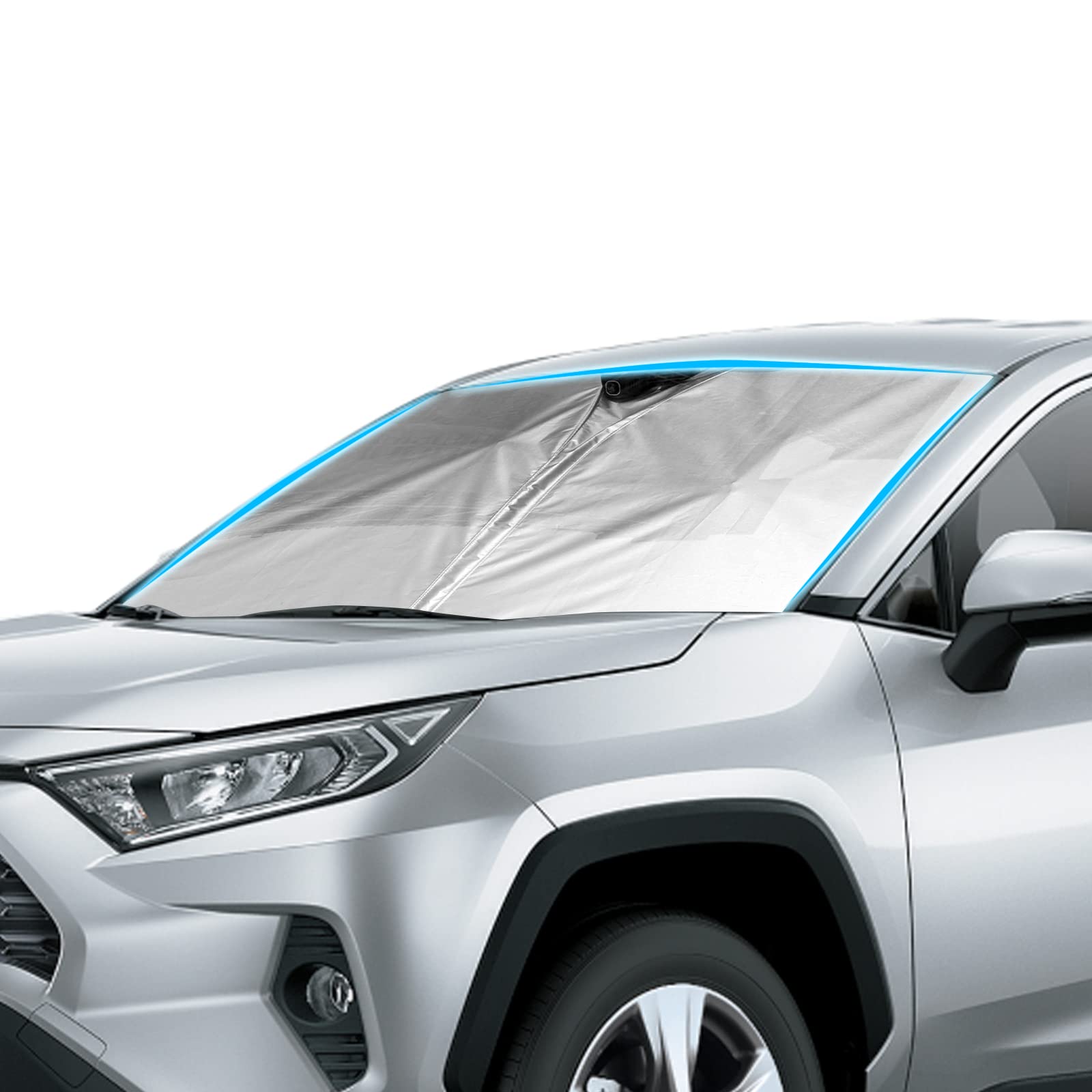 [LFOTPP] トヨタ RAV4 5代目 2019 2020 2021 2022 2023 専用 サンシェード フロントガラス用 サンシェード 日よけ UVカット 日差しカット 車中泊 カスタムパーツ コンパクト収納 収納袋付き 車種専用設計