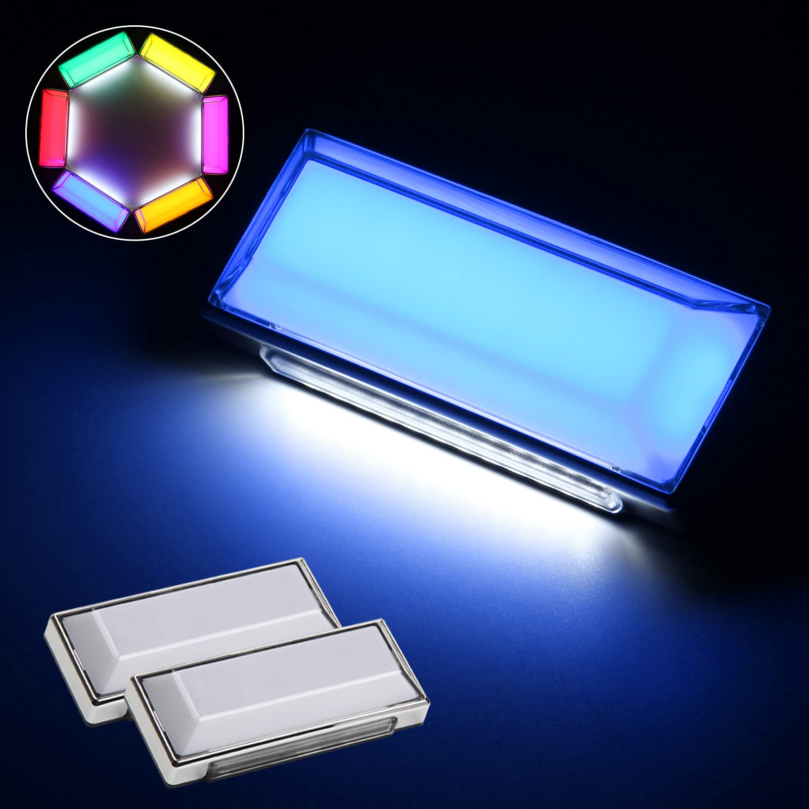 Rakuten - OPPLIGHT LED サイドマーカー 路肩灯機能付き 防水 IP67 DC10V-50V 12V/24Vトラック専用 ブルー(マーカー) ホワイト(路肩灯) 全面発光 無極性 角型 LEDマーカーランプ 色選択可 (2個セット、ブルー)