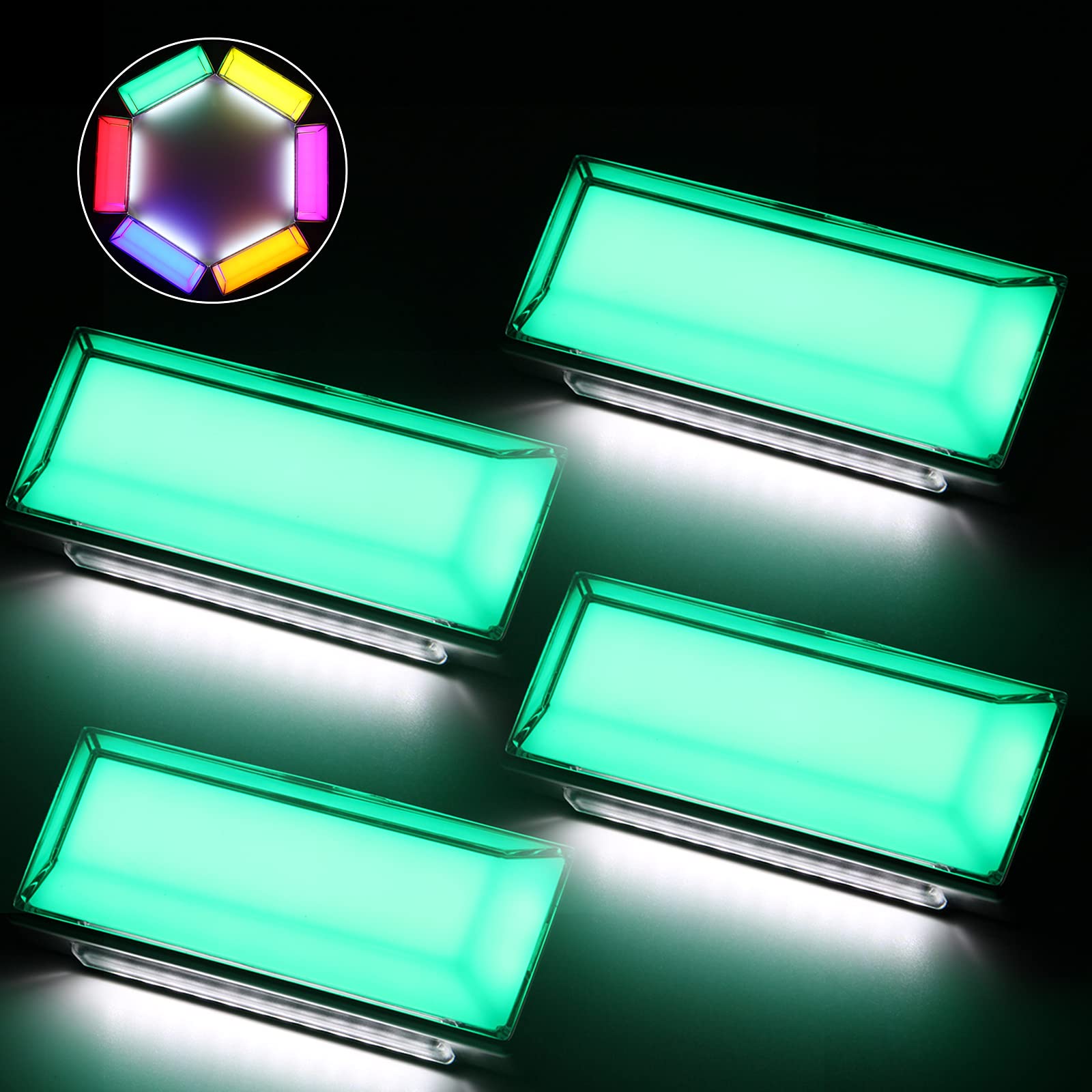 Rakuten - LED サイドマーカー 路肩灯機能付き OPPLIGHT 防水 IP67 DC10V-50V 12V/24Vトラック専用 グリーン(マーカー) ホワイト(路肩灯) 全面発光 無極性 角型 LEDマーカーランプ メッキ付き 色選択可 (4個セット、グリーン)