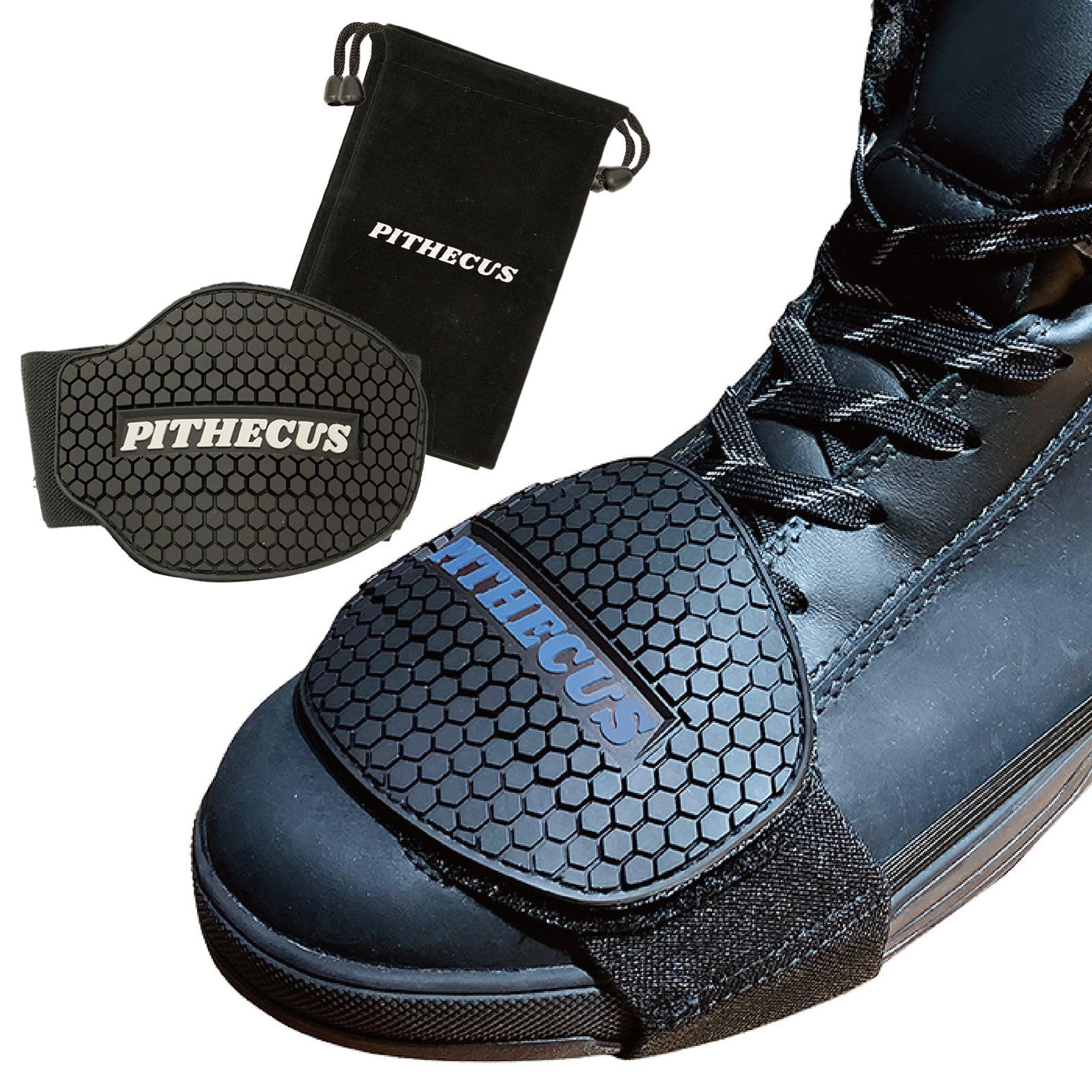 PITHECUS 【500人の現役ライダーが選んだ！】新型改良 シフトガード バイク プロテクター バイク用品 バイクブーツ プレゼント 人気 傷防止 操作性向上 シフトパッド 2個セット (ブルー×ライトグレー)