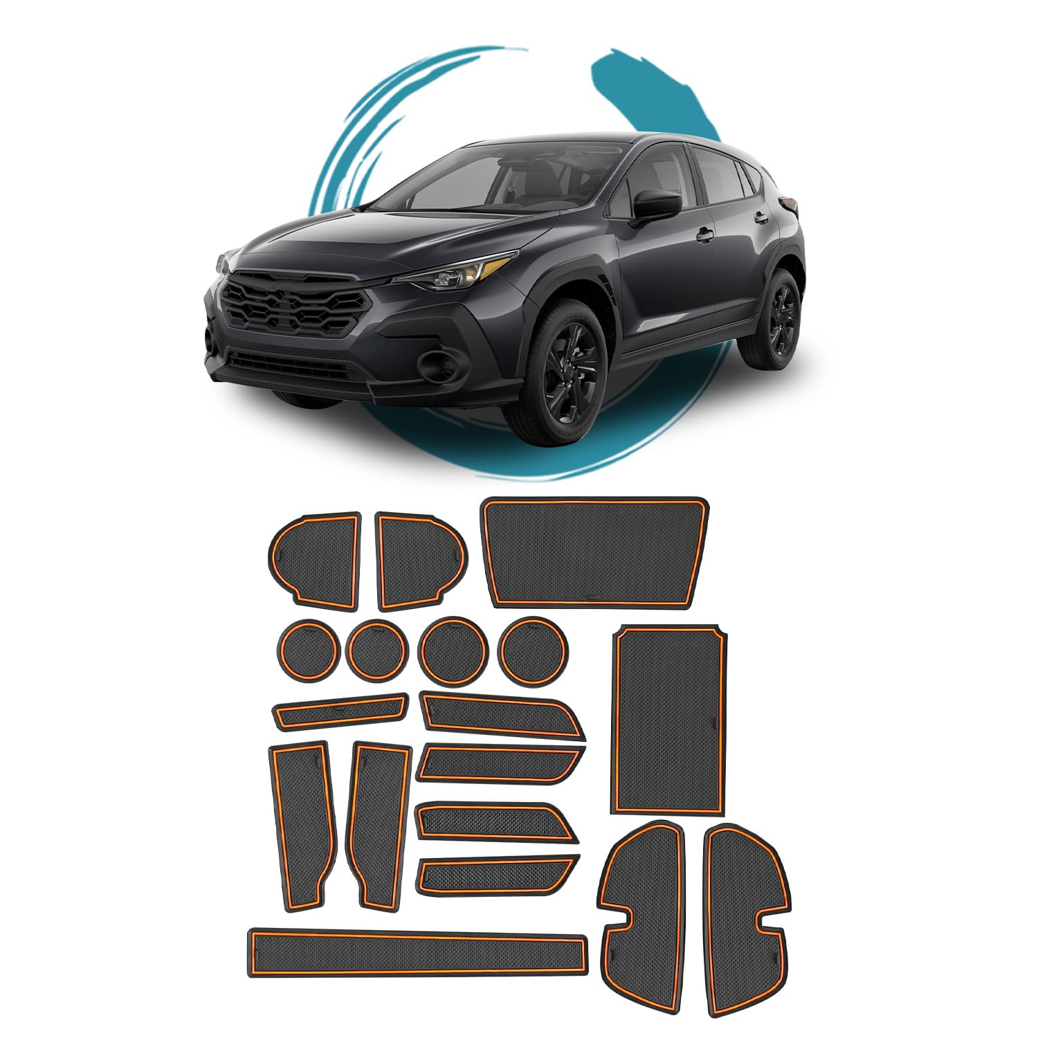 ruiya 2023 新型 スバル クロストレック GU系 専用 ラバーマット ドアポケット マット インテリアラバーマット 滑り止めシート アクセサリー ポケットマット 引っ掻きキズ防止 ノイズ軽減 18枚 カスタムパーツ (オレンジ)