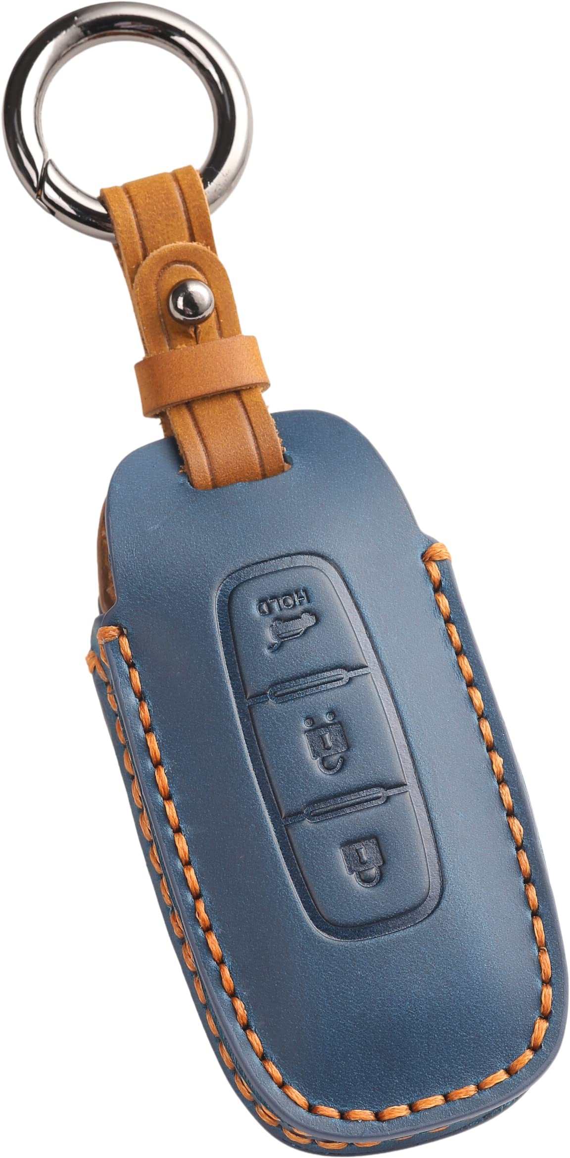 【smasol】新型 エクストレイル T33系 キーカバー 本革 日産 サクラ スマートキーケース 日産 アリア キックス e-power 2024年 最新 キーケース (本革 / 3ボタンB ブルー)