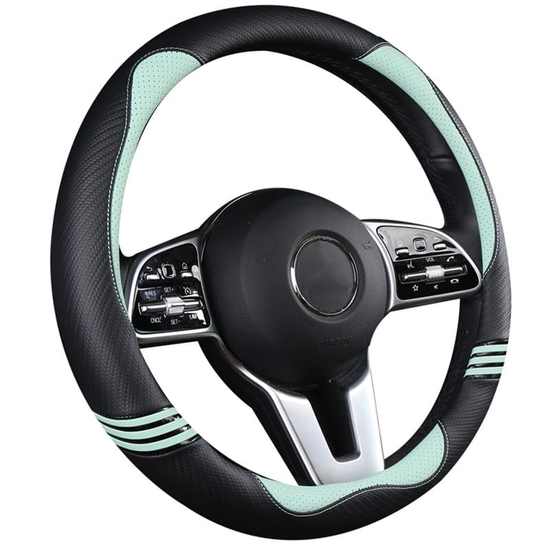 WAIROGA ハンドルカバー sサイズ 猫 ハンドルカバー 軽自動車 かわいい ステアリングカバー 普通車 汎用 通気性がよい 手触りよし 滑り止め オールシーズン対応 カスタム 内装パーツ アクセサリー 車用品 グリーン 円形 38CM