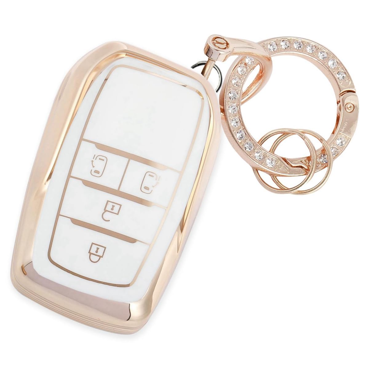 新型 ヴォクシー ノア 90 系 キーケース適合トヨタ シエンタ キーカバー NOAH VOXY キラキラ (4ボタン、ホワイト)