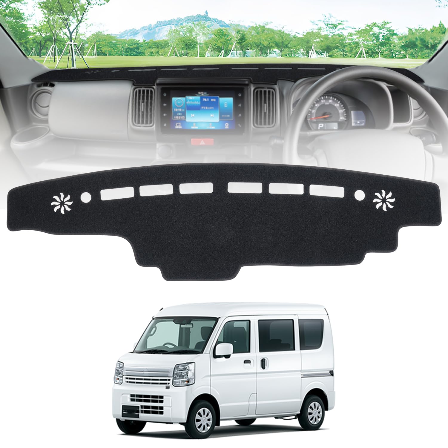 Virauto スズキ エブリイ バン DA17V ダッシュボードマット エブリイ ワゴン DA17W ダッシュボードカバー 車型専用設計 ダッシュマット EVERY VAN DA17V WAGON DA17W 2015年2月〜現行 日焼け対策 映り込み軽減 劣化防止 難燃繊維 カー用品 1枚セット