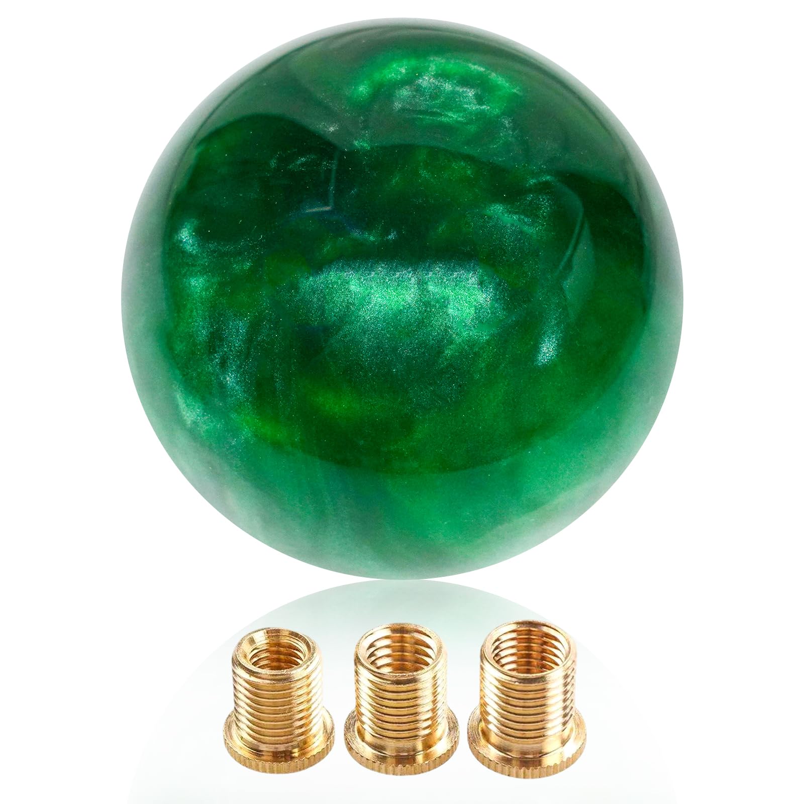 YESHMA 汎用 シフトノブ ボール ギアノブ MT車 AT車 シフトレバー ボール型 丸 本体 M12x1.25 アダプター M10x1.5 M10x1.25 M8x1.25 ギアノブ 抽象的な大理石調 緑色