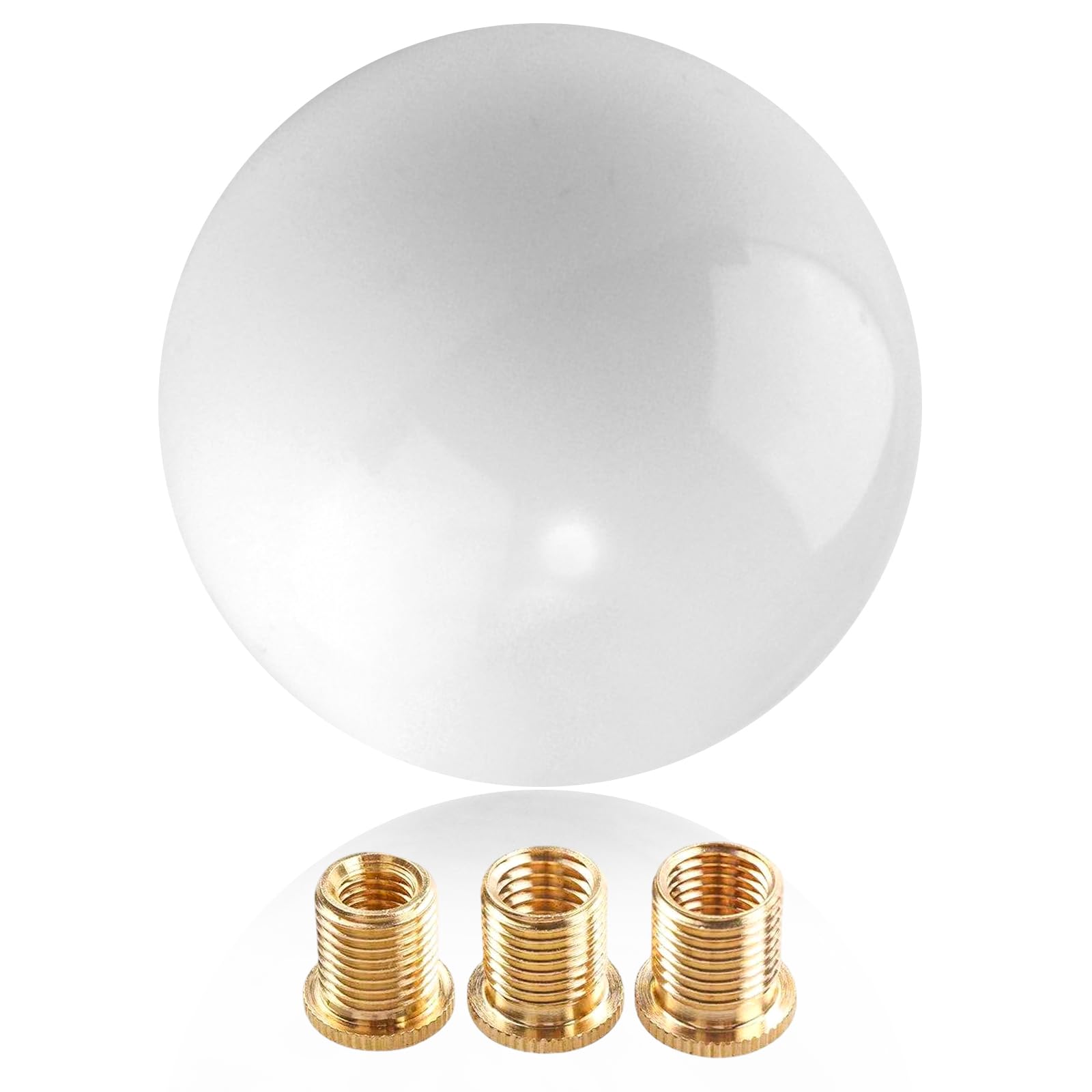 YESHMA 汎用 シフトノブ ボール ギアノブ MT車 AT車 シフトレバー ボール型 丸 本体 M12x1.25 アダプター M10x1.5 M10x1.25 M8x1.25 ギアノブ アクリル製 白色