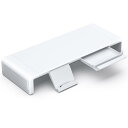 Klearlook モニター台 机上台 耐荷重50kg 折りたたみ式 三段階の幅調整可能 ノートパソコンスタンド モニタースタンド デスクスタンド キーボード収納 引き出し スマホ・タブレットトレー -ホワイト(3)
