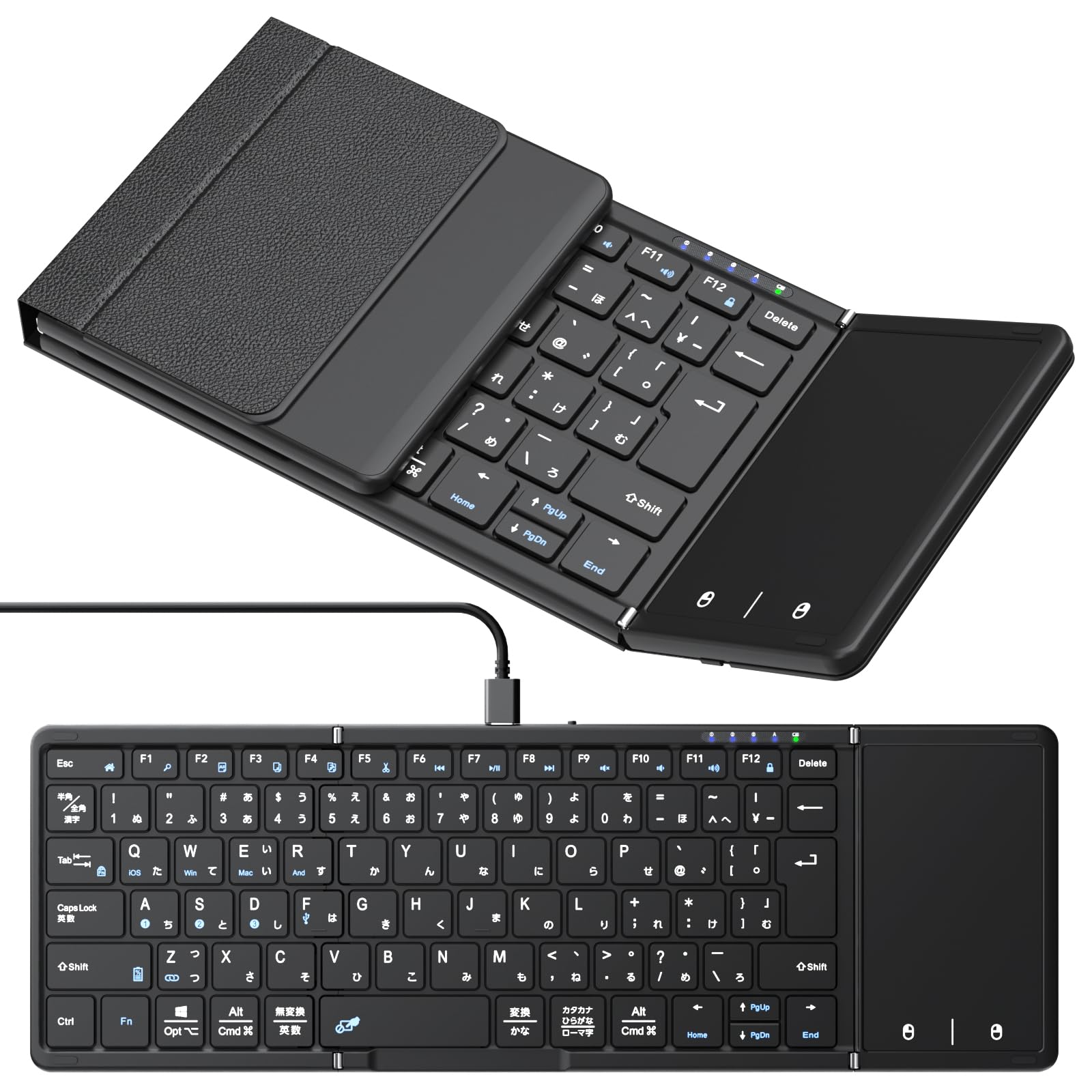 【最新型】Omikamo キーボード ワイヤレス 折り畳み式 ipad キーボード Bluetooth キーボード タッチパッド付き 日本語配列 有線＆無線両用 左右Shiftキー/L型Enterキー搭載 フルサイズ 4台デバイス切替 Android/Win/Mac/iOS/Google対応 Type-C充電式 パソコン キーボー