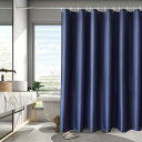 AooHome シャワーカーテン 150*180cm 目隠し 遮像 防カビ 防水 お風呂用カーテン 軽量 速乾 リング付き 無地 ダークブルー