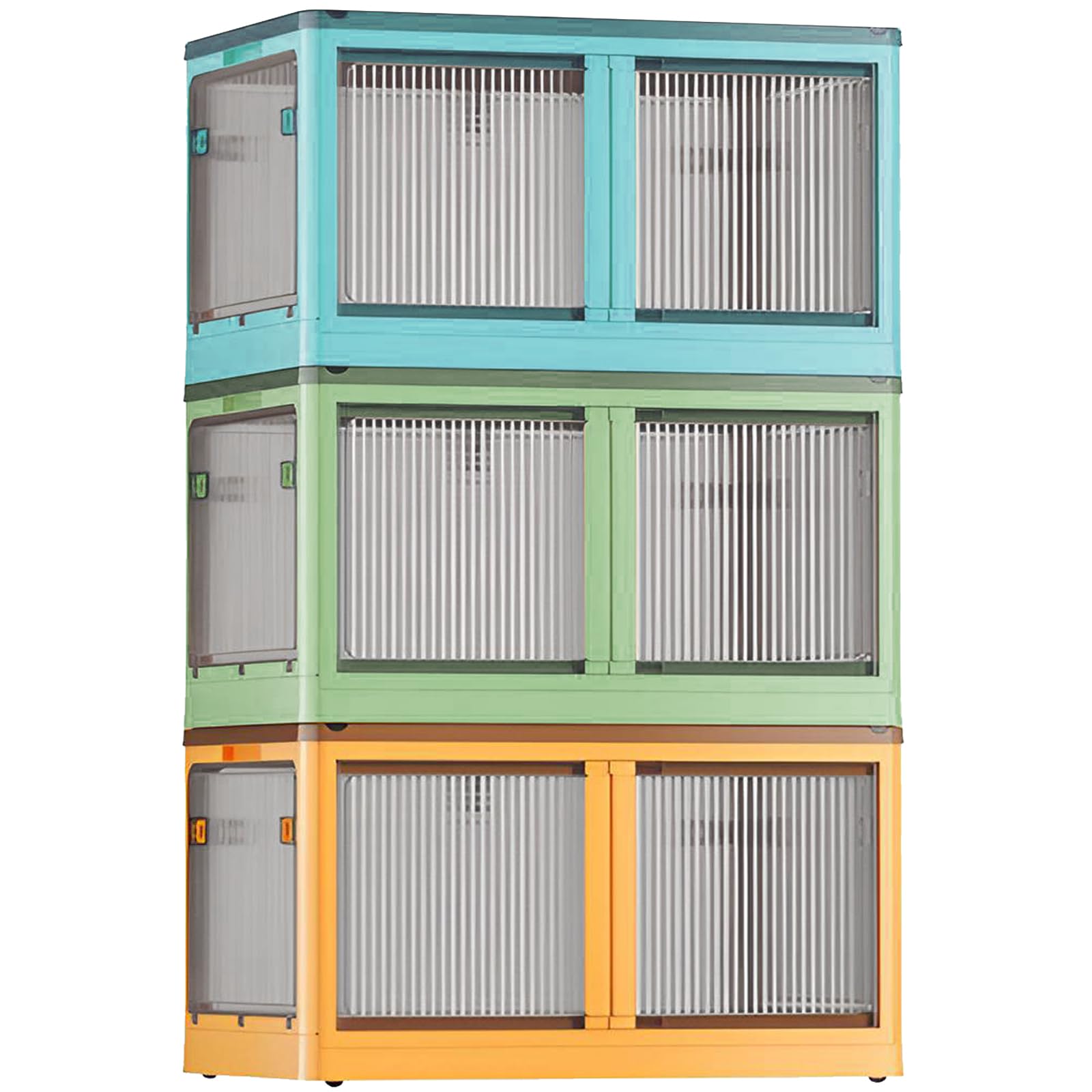 X XUNTAO【収納ボックス 折りたたみ】蓋付き 積み重ね 全方向から取り出せる 両開き扉 3個セット 収納ケース 衣類 布団 小物 収納 折り畳み コンテナ ボックス 大型 プラスチック キャスター付き おしゃれ 防塵 防カビ 防湿 無臭 透明 厚み 強い耐荷重 大容量 家庭用 車