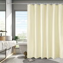 AooHome シャワーカーテン 150cm丈 防カビ 防水 ユニットバス お風呂カーテン 軽量 速乾 ポリエステル製 ホテル 高級 無地 白 バス用品 リング付き ベッジュ 150x150cm