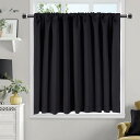 AooHome 遮光カーテン 小窓用 カフェカーテン 60cm丈 遮熱 断熱 黒 1級遮光 高密度布製 目隠し 無地 UVカット 防寒 保温 省エネ 洗える 間仕切り 厚手 キッチン 浴室 トレイ 子供部屋 廊下 1枚入