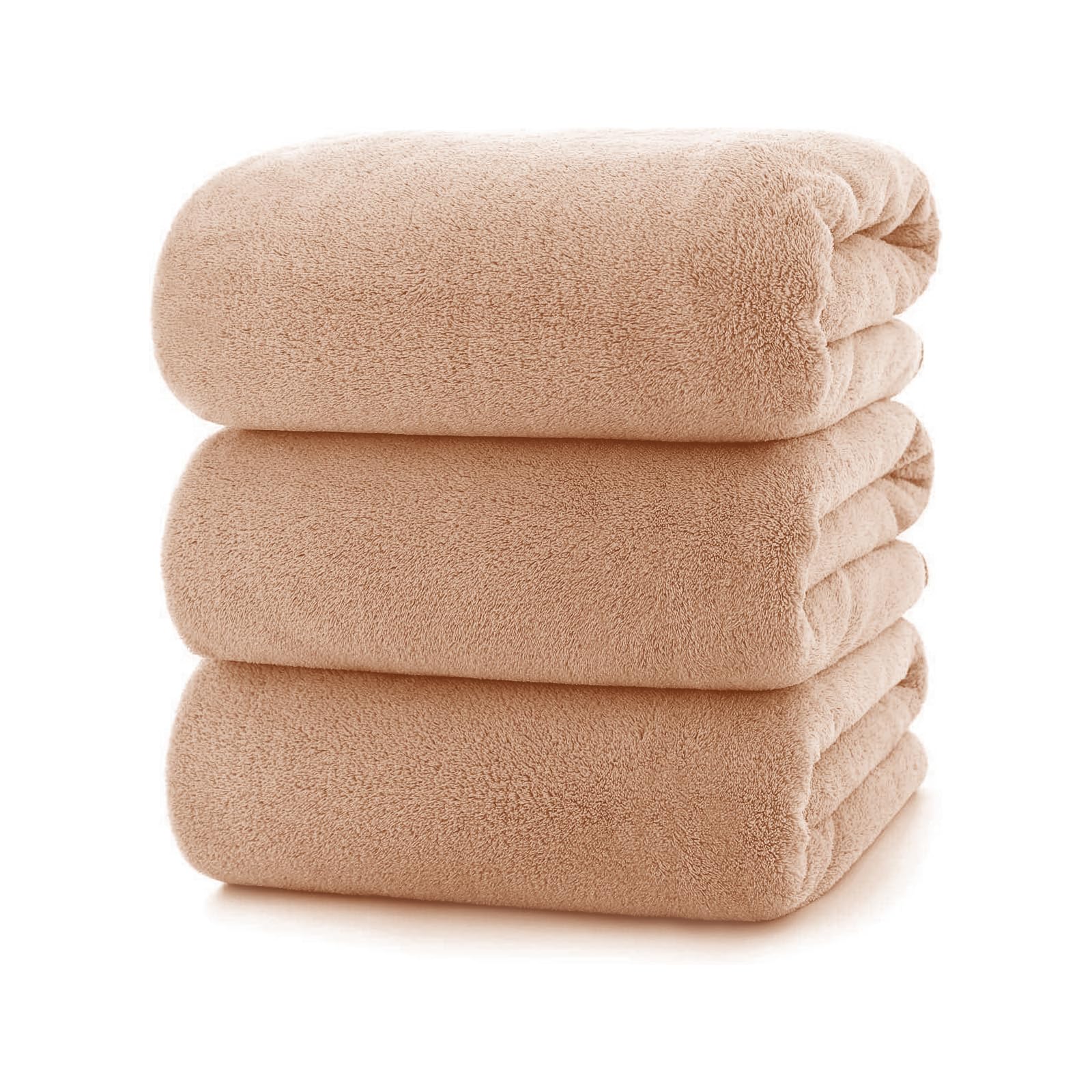 HEVUMYI バスタオル 大判 3枚セット マイクロファイバー 70*140cm ふわふわ タオル 瞬間吸水 速乾 柔らかな肌触り ホテル仕様 お風呂上がり耐久性 エステタオル 毛羽落ち少ない 抗菌防臭 家庭用 業務用 （モカブラウン）