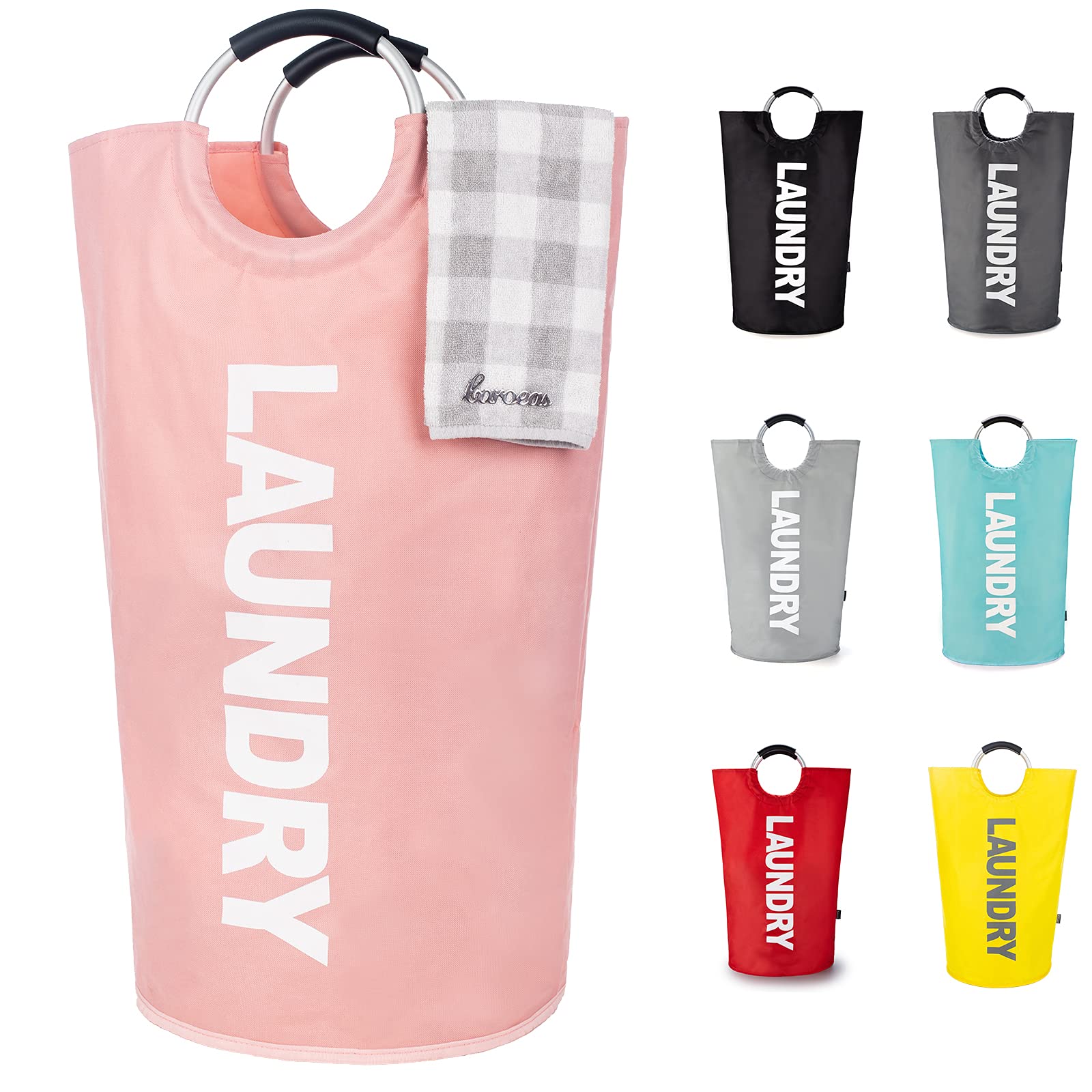 Caroeas 90L ランドリーバスケット ランドリーかご 洗濯かご 大容量 折りたたみ ランドリー収納 おしゃれ 撥水加工 軽量 取っ手付き ランドリーバッ...