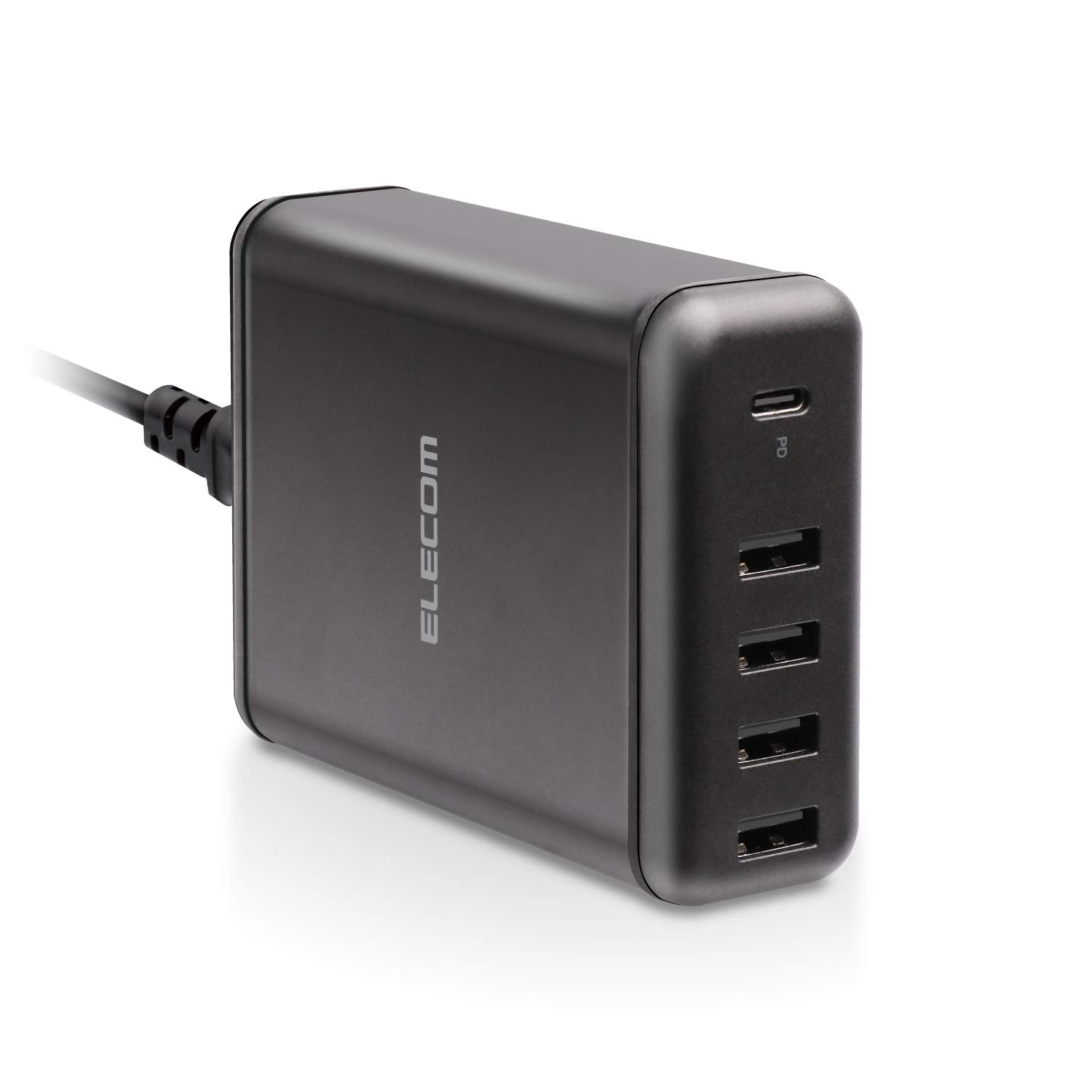 エレコム USB コンセント 充電器 合計60W ( USB PD対応 ) Type-C×1 / USB-A×4 【 iPhone 15/14/13/SE3 / Android / タブレット 対応 】 ブラック EC-ACD02BK