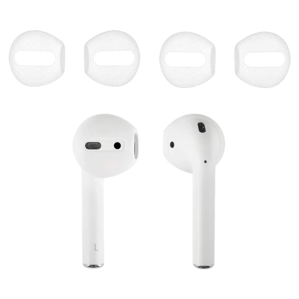 AirPods用 イヤホンカバー 2ペア4個入り イヤーピース イヤホンアクセサリー シリコーン製 落ち防止 (ホワイト)