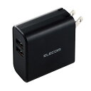エレコム 充電器 USB コンセント 合計24W 2ポート USB-A 折りたたみ式プラグ 2台同時充電 おまかせ充電 【 iPhone SE3/15/14/13/12/Android 各種対応】 ブラック EC-AC03BK