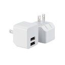 エレコム 【2個セット】 充電器 USB コンセント 12W 2ポート USB-A 折りたたみ式プラグ 2台同時充電 おまかせ充電対応 小型 軽量 【 iPhone SE3/15/14/13/12/Android 各種対応】 ホワイト EC-AC08WH