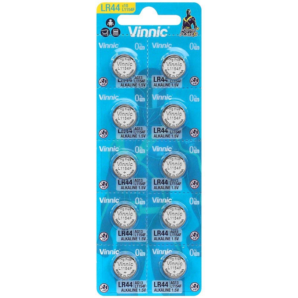 Vinnic LR44 륫ܥ 10 1.5V 0% A76 / AG13 / 357 / L1154Fߴ
