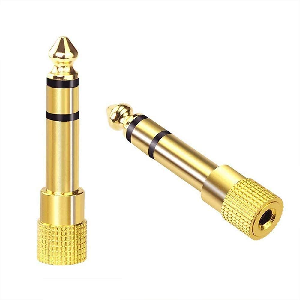 VCE 3.5mm to 6.35mm 変換アダプタ 6.35オスー3.5メス 標準プラグ⇒ミニプラグ 電子ピアノ用 金メッキコネクタ 2個セット