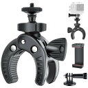 UTEBIT バイク カメラマウント 開脚幅最大45mm 自転車 カメラマウント 耐荷重0.7kg アクションカメラ マウント スマホクリップ付き 1/4ネジ シュー付 360度回転 角度調整 webカメラ マウント カメラホルダー Gopro用 バイク用マウント アクションカメラ/一眼レフ対応 Bi