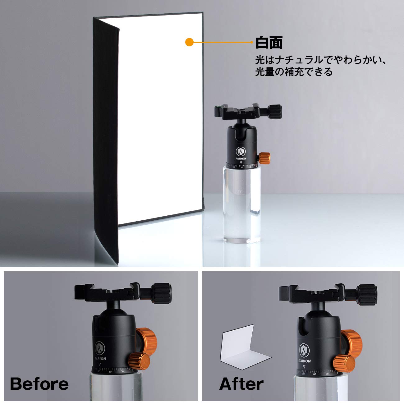 TARION レフ板 反射板 1枚3色 銀、白、黒 照明道具 レフ板 自立 A3サイズ 補光/吸...