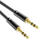 Syncwire オーディオケーブル 高耐久ナイロン auxケーブル 3.5mmステレオミニプラグ ヘッドホンケーブル スピーカー/車/iPhone/Android (3M, ブラック)