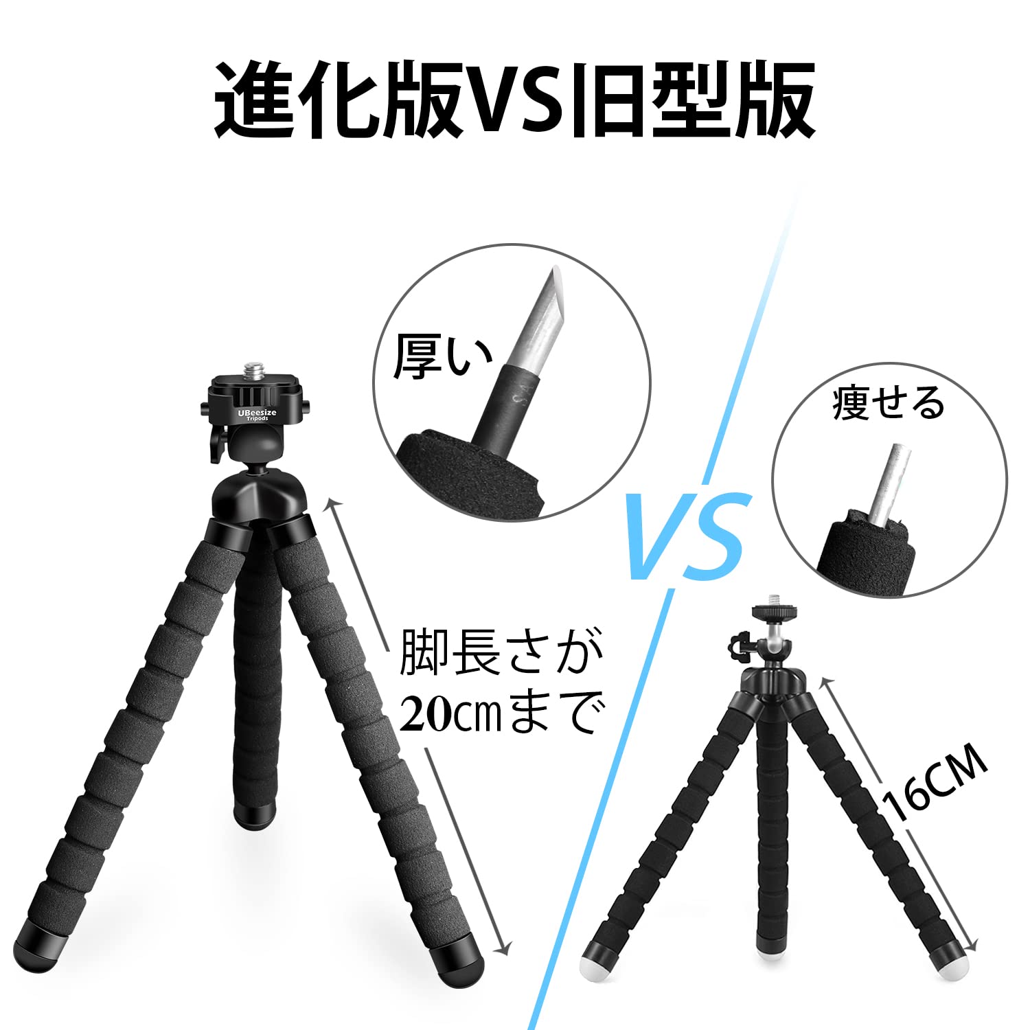 UBeesize スマホ 三脚スタンド スマホ三脚 くねくねスタンド 360度回転雲台 ワイヤレスリモコン＆スマホクリップ付き 持ち運び便利 カメラ/自撮り/ビデオ/写真/撮影など対応 (ブラック) 2