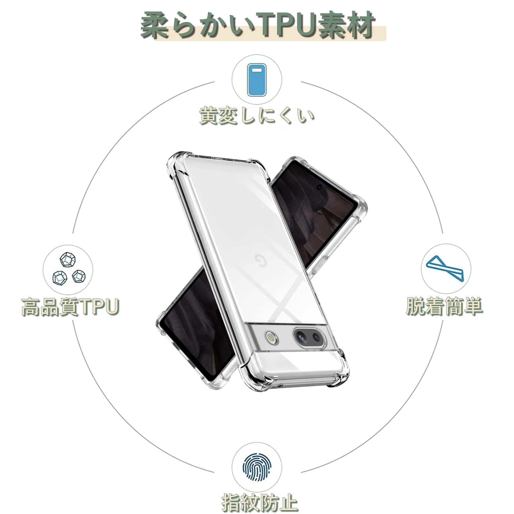 SMPURF ケース Google Pixel 7A 用 耐衝撃 カバー クリア 衝撃吸収ポケット内蔵 TP...