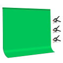PULUZ グリーンバック 2×2m背景布 緑 グリーンスクリーン 袋縫い 撮影用バックペーパー green screen 厚手ポリエステル綿素材 撮影 背景 洗濯可能 3つ強力クリップ付き オンライン会議zoom用/クロマキー合成/バーチャル背景/リモート背景/全身写真用 (グリーン, 2×2m)