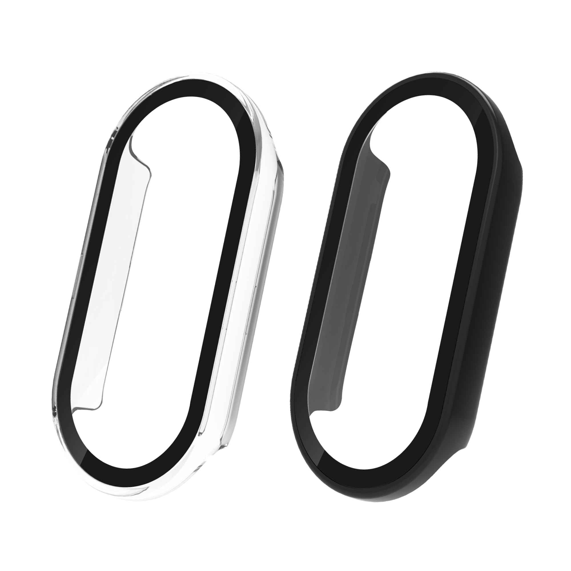 Seltureone 【2個】Xiaomi smart band 8用保護ケース PCフレーム+強化ガラスフィルム 一体化 高速反応 耐衝撃性 充電可能式フルーカバー（クリア+ブラック）