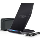 NANAMI ワイヤレス充電器 (USB-C 20W急速充電器に昇進) Qi/PSE認証済み 最大15W 高速充電 iPhone 16/15/14/13/12シリーズ/SE第二世代/11(Pro)/Xs(Max)/XR/X/8(Plus) Galaxy S24/S23/S22(Ultra)/S21/S20 Xperia 各種機器対応 USB-Cポート 充電スタンド お正月 春のギフト