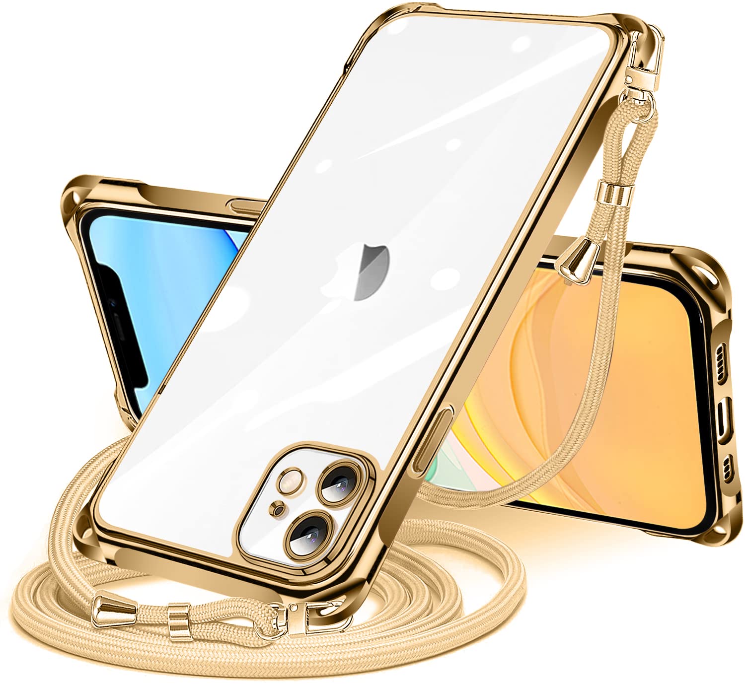 乐天商城 - iPhone 11 用 ケース クリア ショルダー iphone11 用 スマホケース アイフォン11 カバー 肩掛け 斜めかけ 縄掛けケース 透明 TPU 薄型 軽量 耐衝撃 紐付き 斜めがけ 織りストラップ付き ネックストラップ ショルダー ケース 縦/横 2WAY 長さ調整可能 取り外し可能 落下防