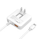 Type-C 急速充電器 PD20W&QC3.0 ケーブル一体型 USB充電器 合計3.4A(薄型&1USBポート&1.5mType-Cケーブル&折りたたみ式プラグ) スマホ ACアダプター コンセント PSE認証済 iPhone15/Android&iOS/ゲーム機など対応 ホワイト