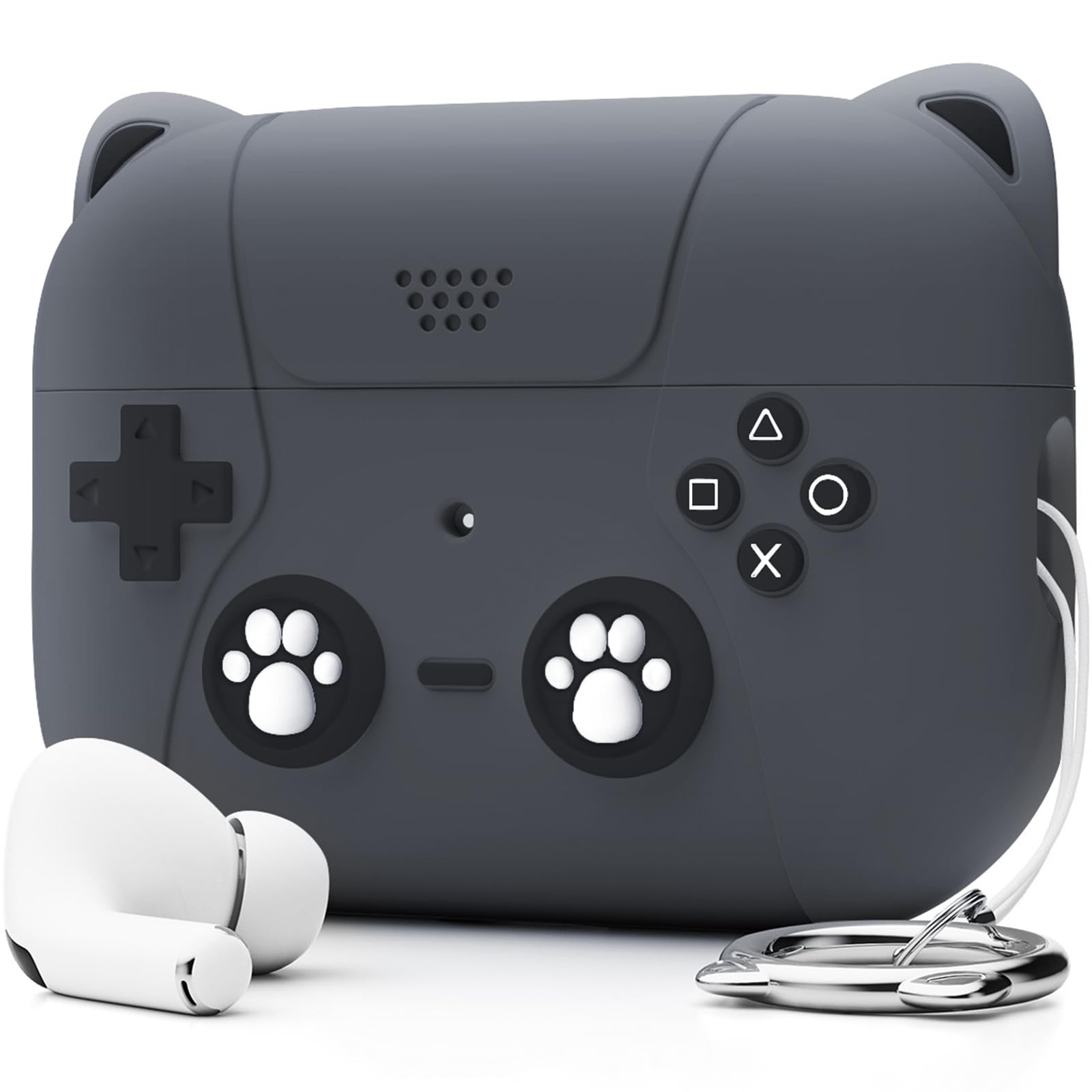 NIUTRENDZ AirPods Pro2 ケース かわいい エアーポッズプロ2 ケース 猫とゲーム機のデザイン AirPods P..