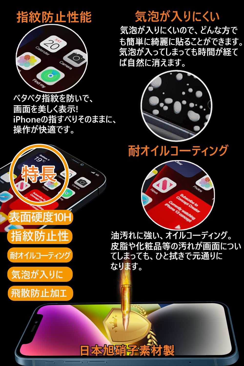 Mostean iPhone14 ���饹�ե�����������ɻ� iPhone13 �ե���� �Τ������ɻ� iPhone13 Pro ���饹�ե�����������ɻߡ��ä�Ž���դ�/���������դ�/�����ɻ� �������˴��Ĥ��ʤ������ܰ��˻��Ǻ��� ����10H �Ѿ׷� �����ݸ�ե����Τ������ɻ� �����ե���14/�����ե���