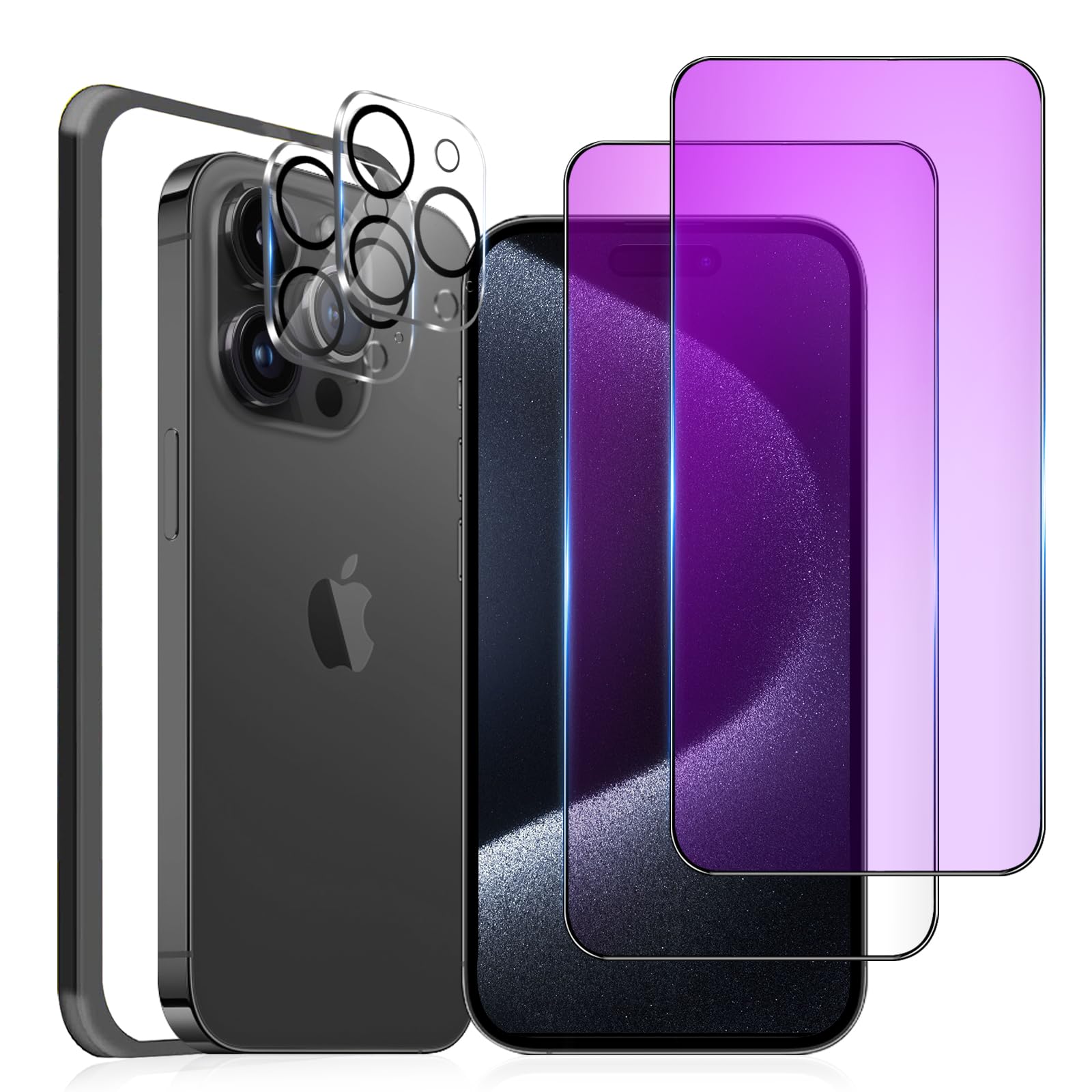 Rakuten - 【ブルーライトカット】iphone15Pro ガラスフィルム ブルーライト［2枚］iPhone15Pro カメラフィルム［2枚］アイフォン15プロ 強化ガラス 全面保護 iphone15Pro 画面保護シート 【浮かない/保護傷に強い/ あいふおん15Proフィルム/ガイド枠付き】