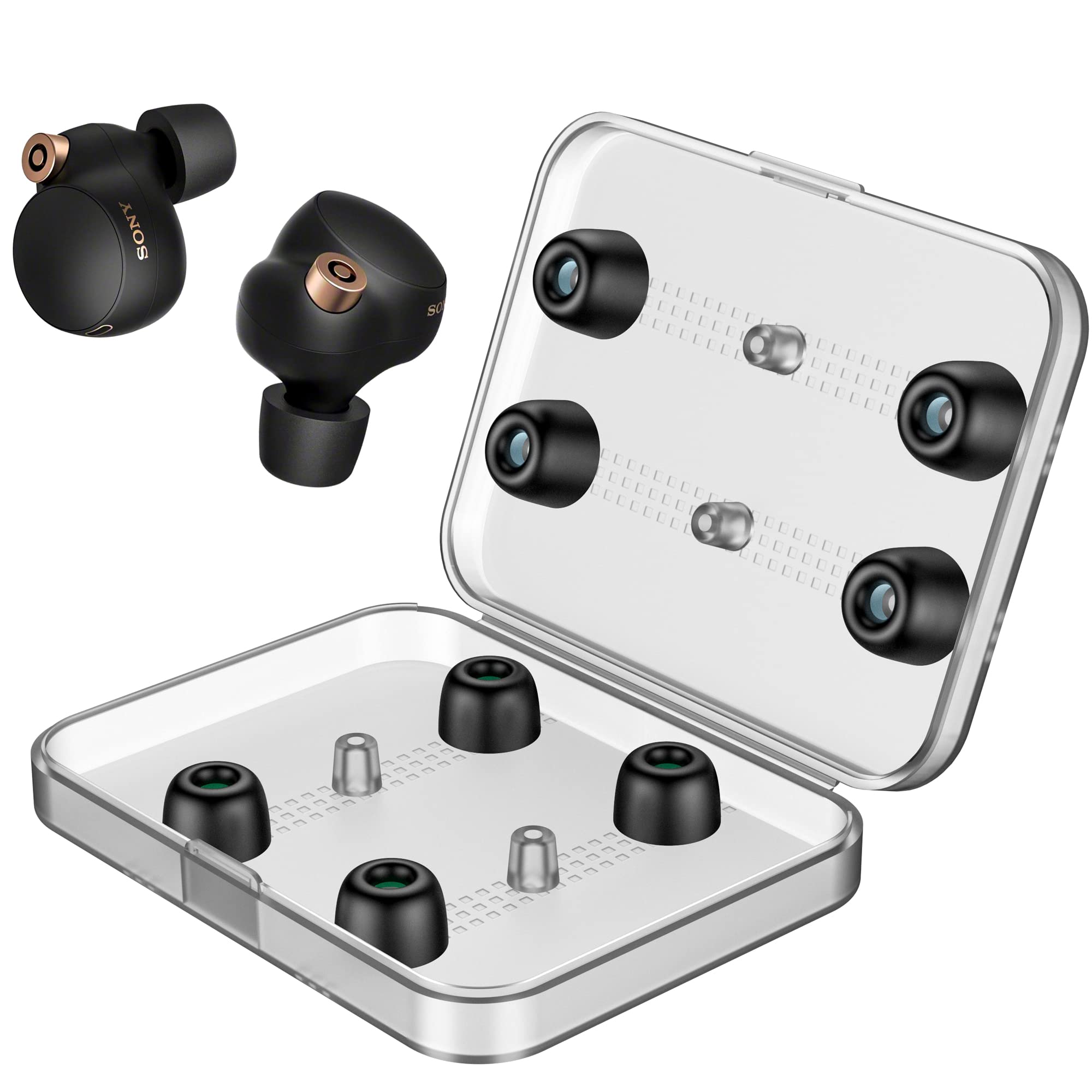 Link Dream イヤーピース ソニー WF‐1000xm4イヤーピース wf-1000xm4 イヤーピース イヤーピース 交換用 4ペア [M/Lサイズ各2ペア] シリコン イヤーチップ イヤーピース分離可能 遮音性 フィット感 脱落防止 収納ケース付き(ブラック)