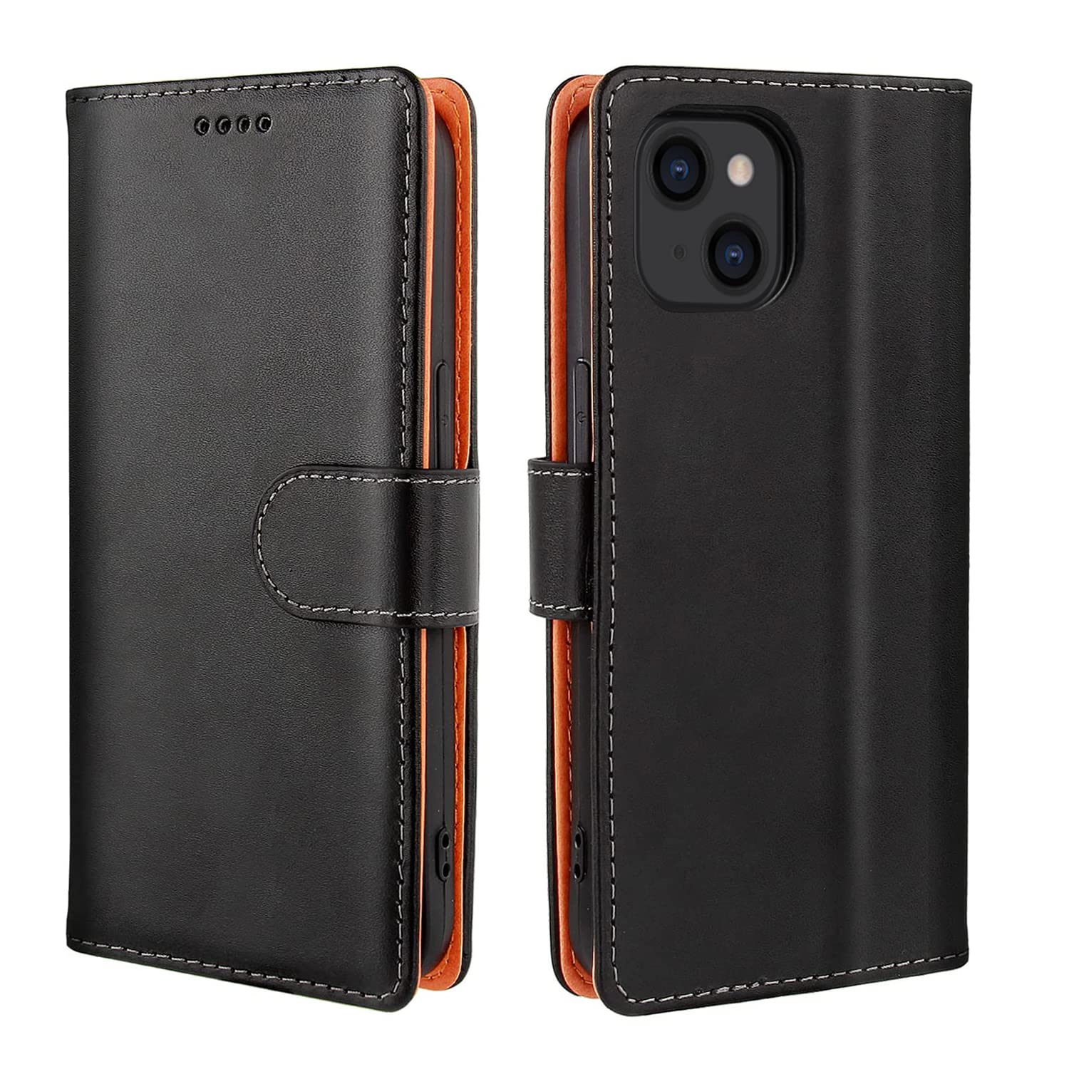 iPhone 13 ケース手帳型 13 スマホケース 携帯カバー レザー 耐衝撃 耐摩擦 全面保護 マグネット式 カード収納 スタンド機能 手触りが良い 人気 上質 6.1インチ対応（ブラック）