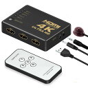HDMI切替器 GANA 分配器 セレクター 5入力1出力 4Kx2K 1080p 3D映像 音声出力対応 USB給電ケーブル リモコン付き 金メッキコネクタ搭載 Chromecast FireTVStick Xbox One ゲーム機 ブルーレコーダー パソコン PS4 PRO PS5動作確認済み 液晶テレビ TV モニターなどの対応